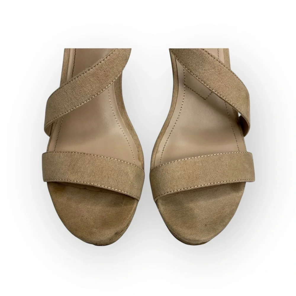 Charles by Charles David ᪥ Leanna Wedge Cork Platform Sandals ᪥ Nude Microsuede